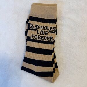 $5 item❄️ ASSHOLES LIVE FOREVER | Striped Crew Sock